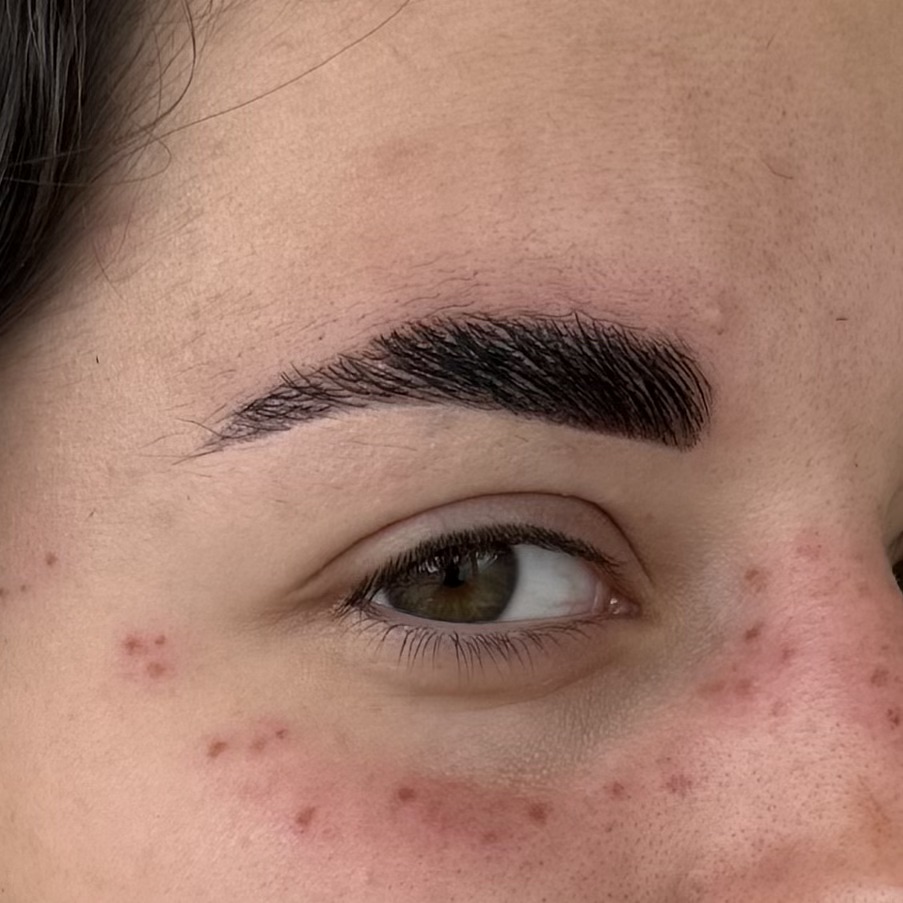 Browlift structurant par Habiba Med à Dijon, sourcils peignés et ligne intensifiée